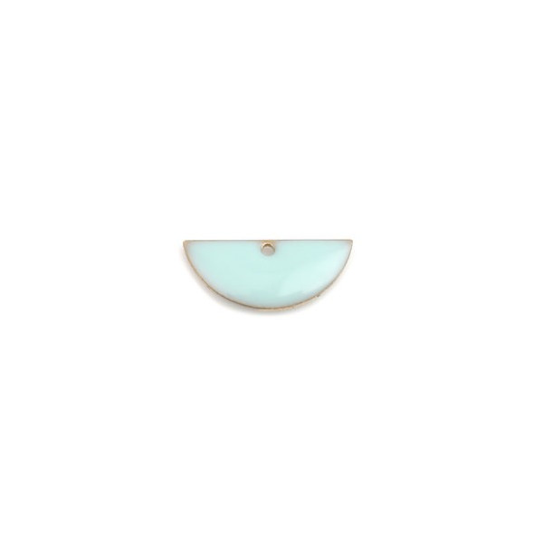 Sequins Médaillons Demi-Cercle 18x8mm Résine Émaillée Biface Bleu Pastel Doré