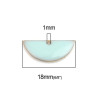 Sequins Médaillons Demi-Cercle 18x8mm Résine Émaillée Biface Bleu Pastel Doré