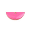 Sequins Médaillons Résine Émaillée Biface Demi-Cercle Rose Flashy 18x8mm