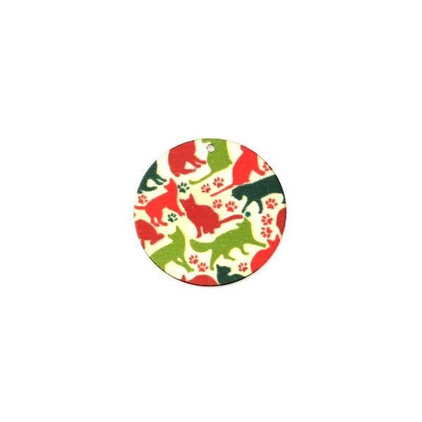 Estampes pendentif motif Chats 25mm métal couleur Doré