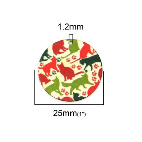 Estampes pendentif motif Chats 25mm métal couleur Doré