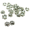PS1125876 PAX de 50 coupelles coquille calottes FLEUR travaillé metal couleur ARGENT ANTIQUE 
