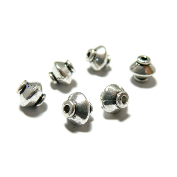 2A1418 intercalaires Toupie 7mm vieil argent pour création de collier