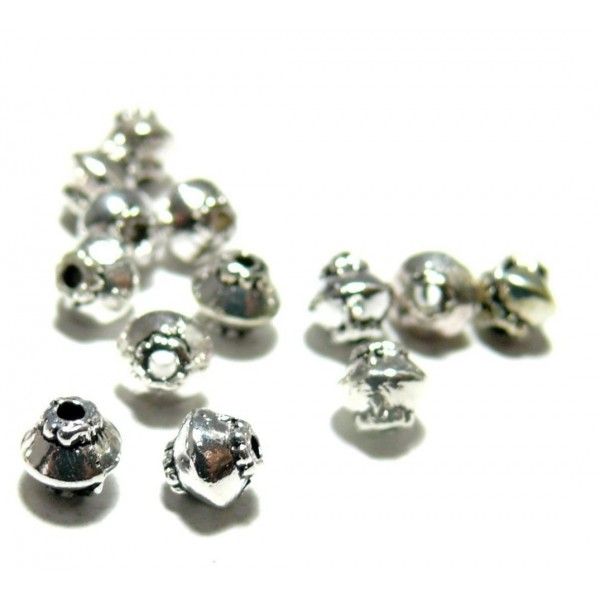 Perles intercalaires Toupie 5mm metal couleur Argent Antique
