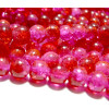 Offre spéciale: 1 fil environ 105 perles de verre craquelé bicolore rouge et rose 8mm ref2O5610