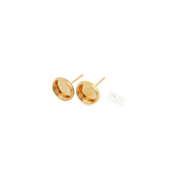 Supports de Boucle d'oreille puce 8mm cuivre couleur DORE