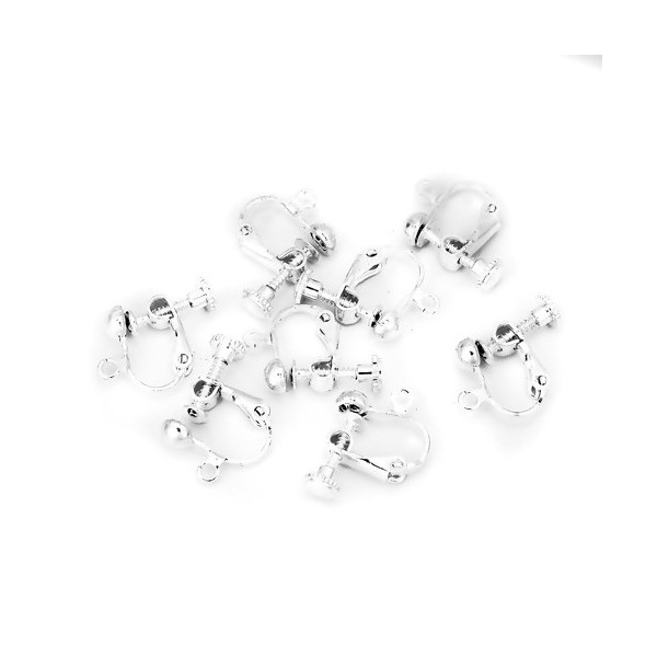 PS110118531 PAX 6 supports de Boucles d'oreille clips à Vis Cuivre couleur Argent Vif avec attache 