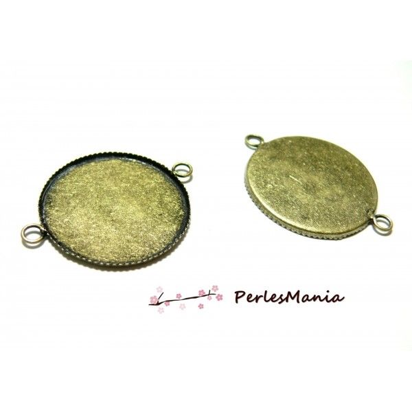 10 pendentifs connecteur rond 25mm Bronze plateau ID29675 pour création de bijoux 