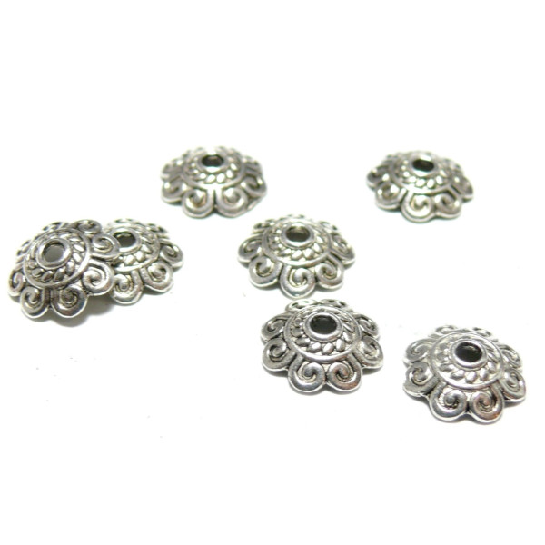 Coupelles Coquille Calottes 10mm Métal Couleur Argent Antique