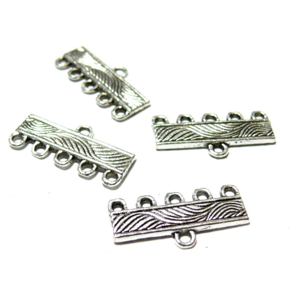 PAX 20 pendentifs multiconnecteur 2A3651 barre vague métal couleur Argent Antique
