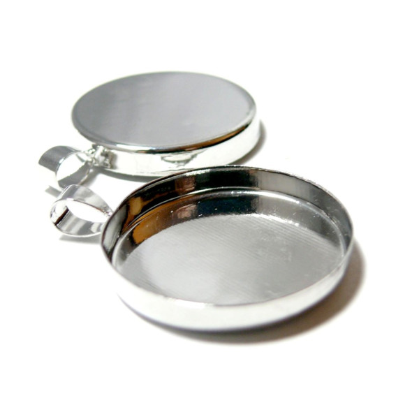 Supports de pendentif 35mm bord épais métal couleur Argent Platine attache triangle