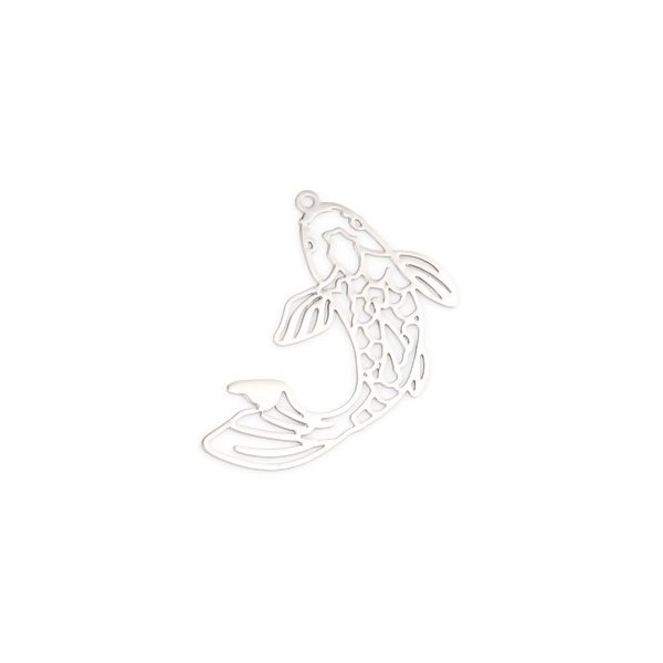 Estampes pendentif poisson Carpe koi couleur Argent Platine
