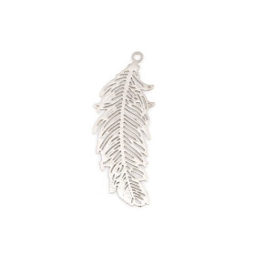 Estampes Pendentifs Plumes Ajourées 34mm – Métal Couleur Argent Platine