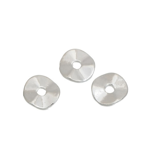 PS1183746 PAX 25 perles intercalaire RONDELLES 6mm metal couleur ARGENT VIF