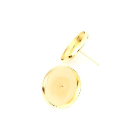 Supports de boucle d'oreille puce 14mm Acier Inoxydable couleur Doré vendu avec embouts plastique