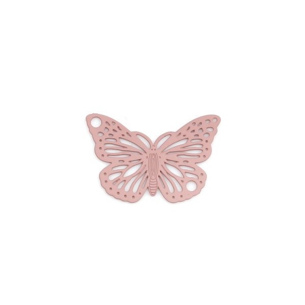 PS110239001 PAX 10 Estampes pendentifs Papillon Filigrane 19mm métal couleur Rose