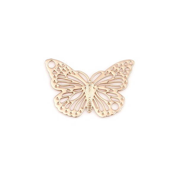 PS110239006 PAX 10 Estampes pendentifs Papillon Filigrane 19mm métal couleur Doré