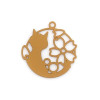 PS110239207 PAX 10 Estampes pendentifs Chat et Fleur Filigrane 14mm métal couleur Moutarde