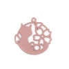 PS110239204 PAX 10 Estampes pendentifs Chat et Fleur Filigrane 14mm métal couleur Rose