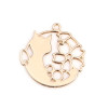 Estampes pendentifs Chat et Fleur Filigrane 14mm métal couleur Doré