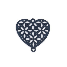 Estampes connecteur Coeur Ajouré métal couleur Bleu Foncé