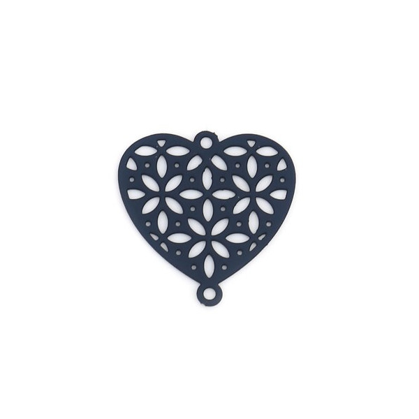 Estampes connecteur Coeur Ajouré métal couleur Bleu Foncé