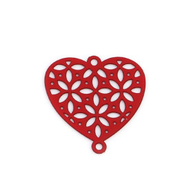 Estampes connecteur Coeur Ajouré métal couleur Rouge