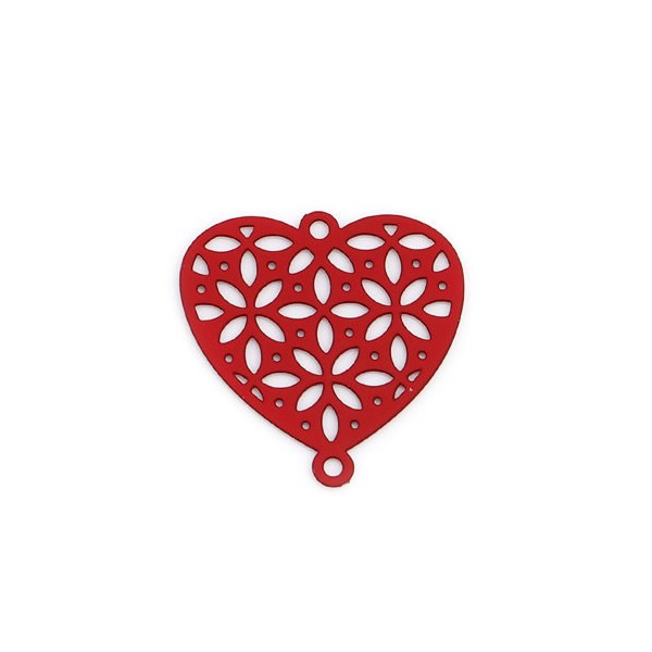 Estampes connecteur Coeur Ajouré métal couleur Rouge