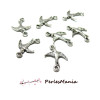 10 pendentifs CONNECTEURS HIRONDELLE 15mm VIEIL ARGENT H47672 , DIY