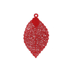 Estampes Grande feuille dentelle 39mm métal couleur Rouge