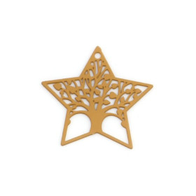 PS110239102 PAX 10 Estampes Arbre dans Etoile 20mm métal couleur Moutarde