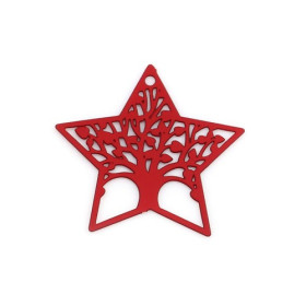 Estampes Arbre dans Etoile 20mm métal couleur Rouge