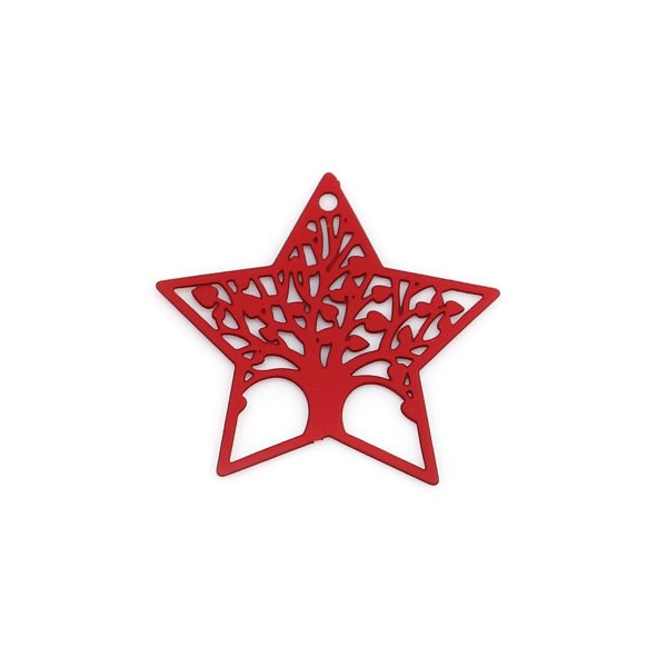 Estampes Arbre dans Etoile 20mm métal couleur Rouge