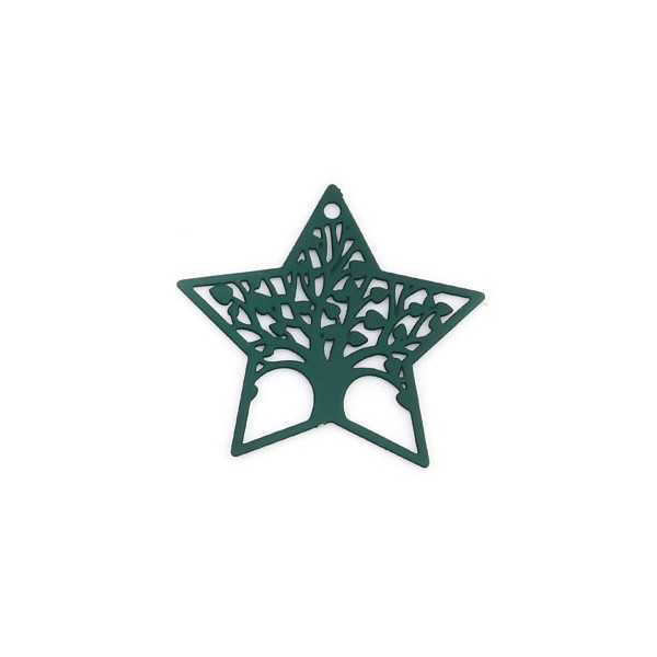 Estampes Arbre dans Etoile 20mm métal couleur Vert