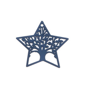 Estampes Arbre dans Etoile 20mm métal couleur Bleu Fonce