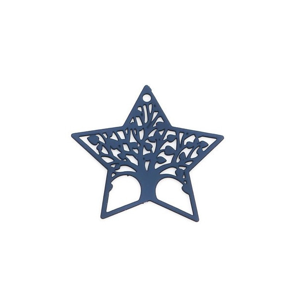 Estampes Arbre dans Etoile 20mm métal couleur Bleu Fonce