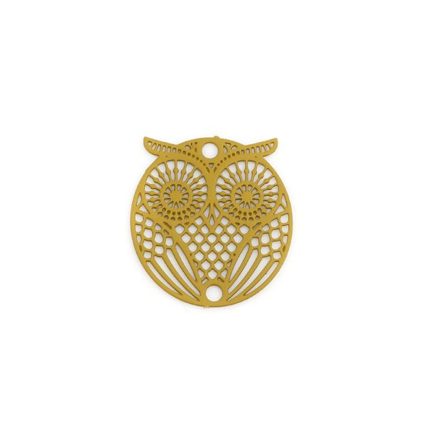 PS110239141 PAX 10 Estampes Connecteur Hibou Chouette 19mm métal couleur Moutarde