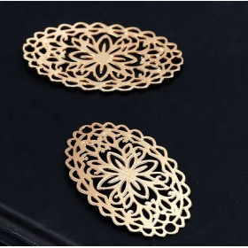Estampes Connecteur Ovale Fleur Mandala 30mm métal couleur Doré
