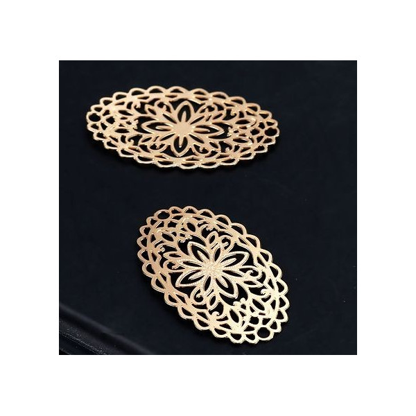 Estampes Connecteur Ovale Fleur Mandala 30mm métal couleur Doré