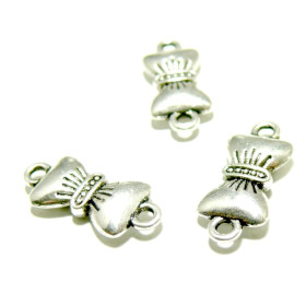 Pendentifs Connecteur Breloque Nœud 19x8mm Métal Argent Platine