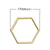 pendentifs connecteur HEXAGONE, HEXAGONALE 17 par 15mm metal couleur Doré