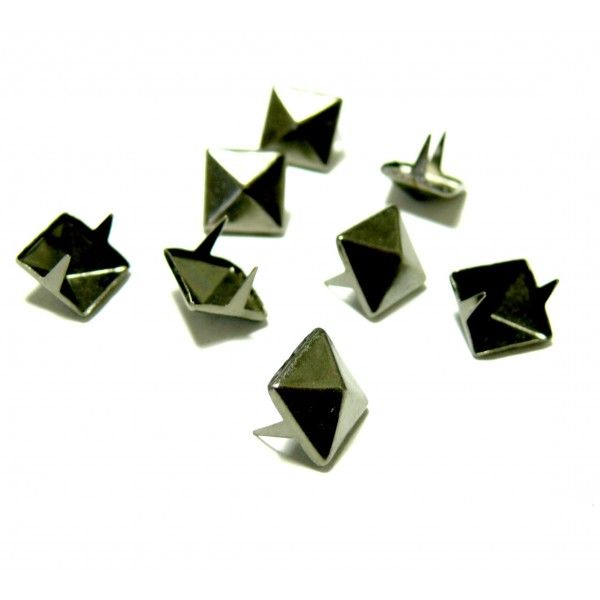 PAX 100 clous rivet 6mm pyramide carré à 4 griffes couleur GUN METAL