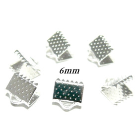 Griffe Pince Attache Ruban 6mm – Argent Vif – Embouts Serre Fils