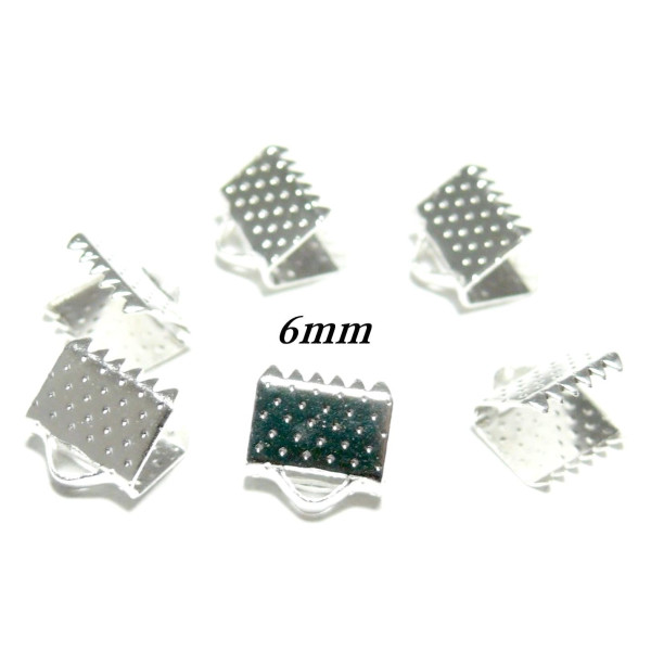 Griffe Pince Attache Ruban 6mm – Argent Vif – Embouts Serre Fils