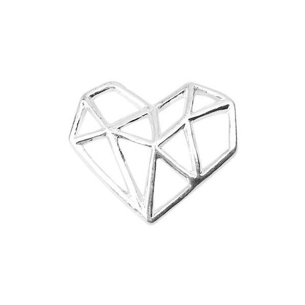 Breloques pendentifs Coeur Origami métal couleur Argent Vif