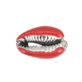 S110215192 PAX 4 slides médaillons émaillés Coquillage Cauri Rouge sur une base en métal Argenté