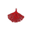 PS110239222 PAX 5 Estampes pendentifs Feuille Ginkgo Biloba Filigrane 25mm métal couleur Rouge