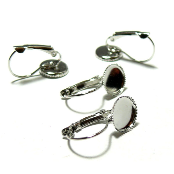 Boucles d'oreille dormeuse Plateau Rond 14mm, metal couleur Argent Platine