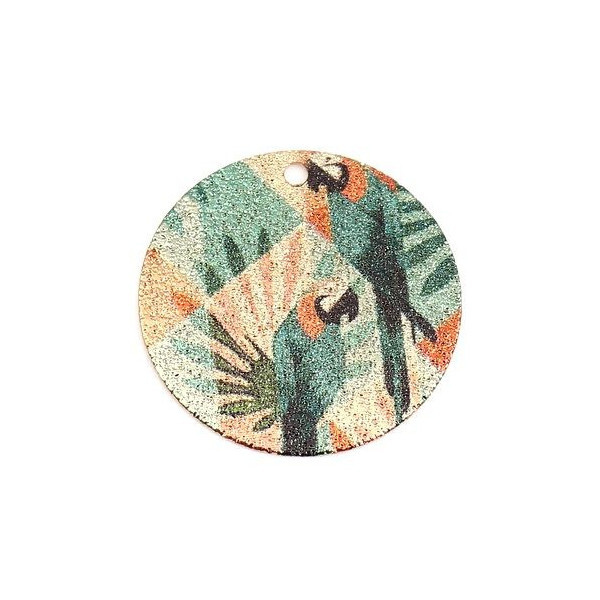 Pendentifs breloques stardust Ronde 20mm Perroquet Doré