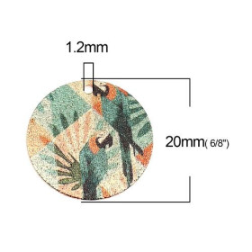 Pendentifs breloques stardust Ronde 20mm Perroquet Doré